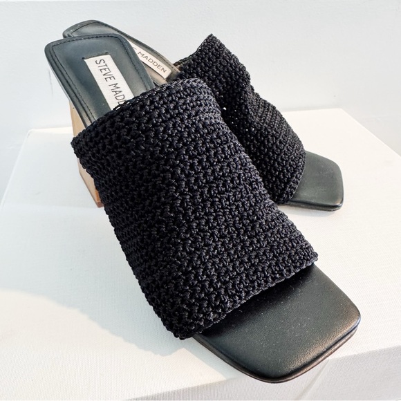 NEW Steve Madden Realize Black Slide Sandal with Block Heel - Picture 6 of 10